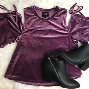 Purple Off the shoulder Velvet Top